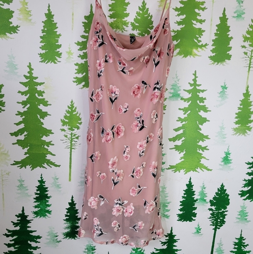 Floral Mesh Burnout Velvet Mini Dress - Picture 2 of 10